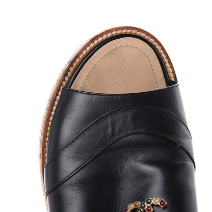 Chanel Calfskin Cork CC Sandals 39.5 Black 10 of 11