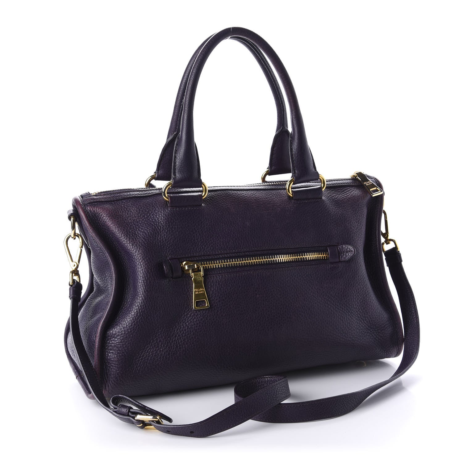 Prada Vitello Daino Shopping Satchel Uva 3 of 11