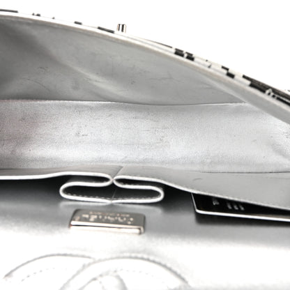 Chanel Lambskin Graffiti Printed Medium Double Flap Black Silver 5 of 10