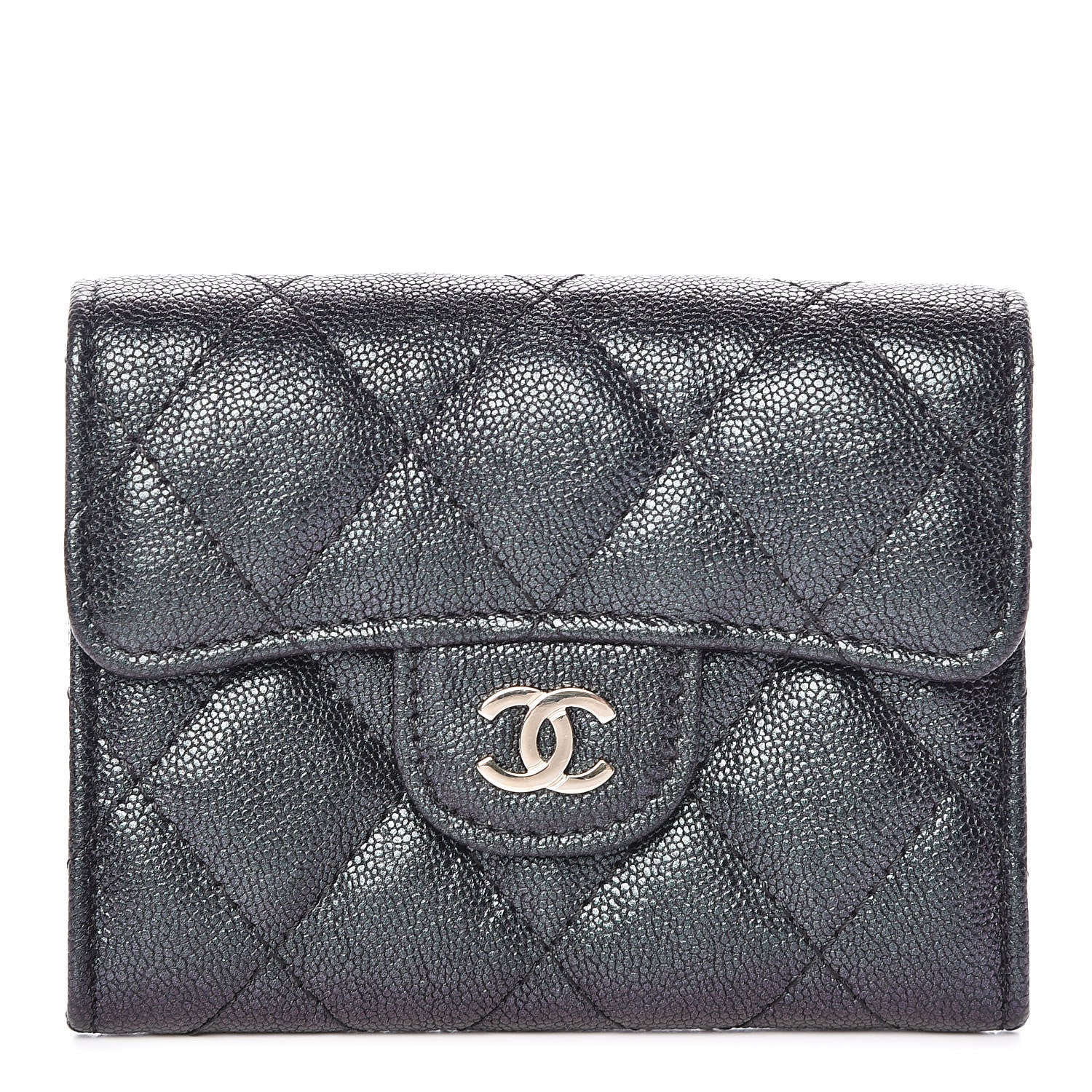 Chanel Iridescent Caviar Quilted Flap Card Holder Wallet Black 1 of 11