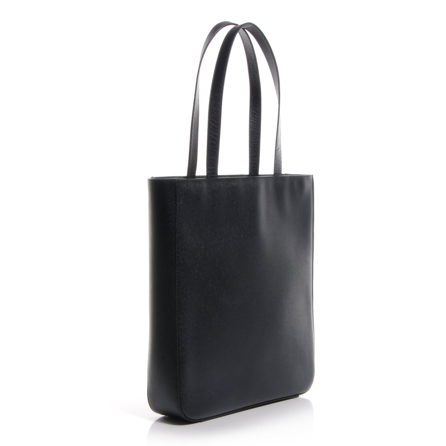 Textured Grain de Poudre Leather North/South Medium Museum Tote Navy Blue