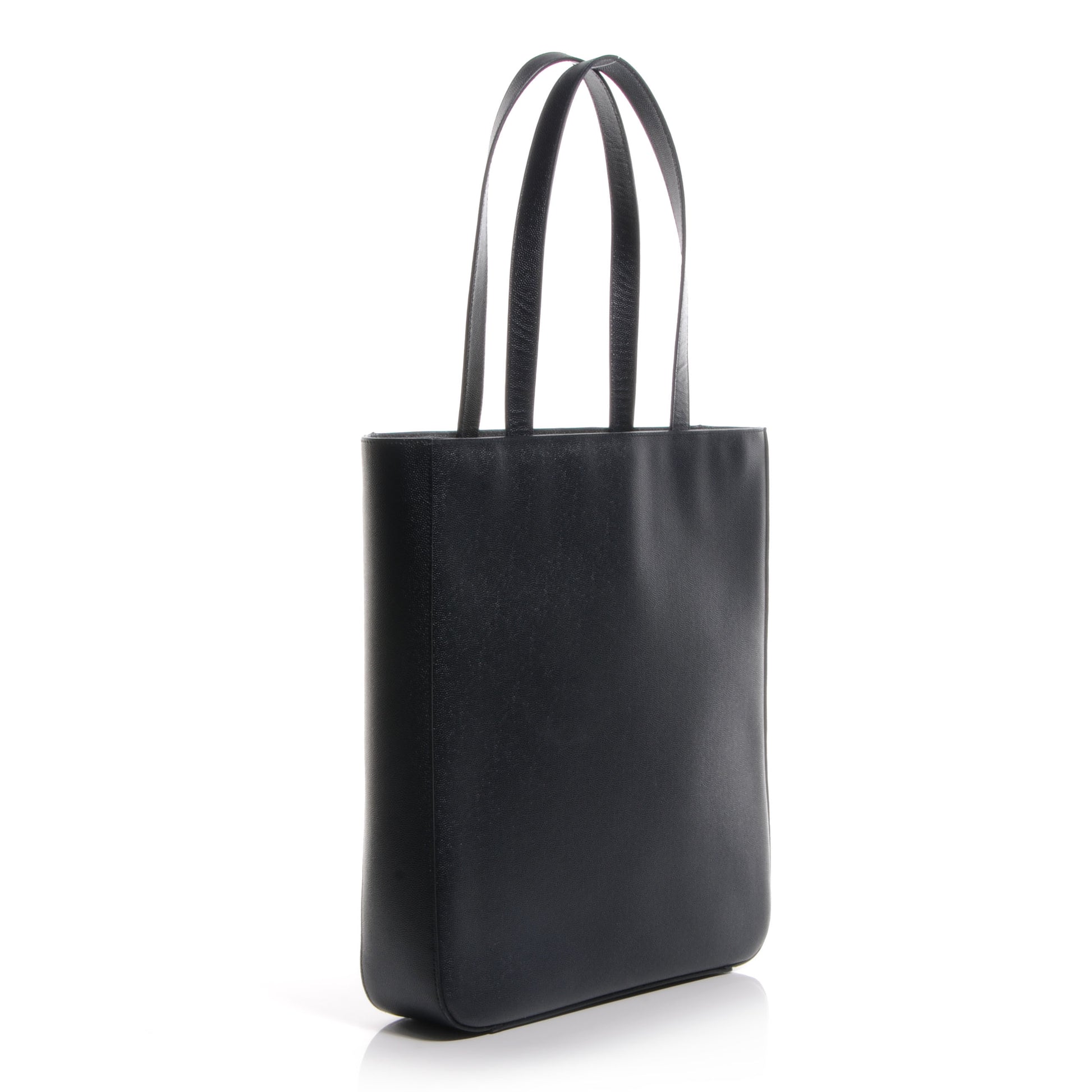 Saint Laurent Textured Grain de Poudre Leather North/South Medium Museum Tote Navy Blue 3 of 8