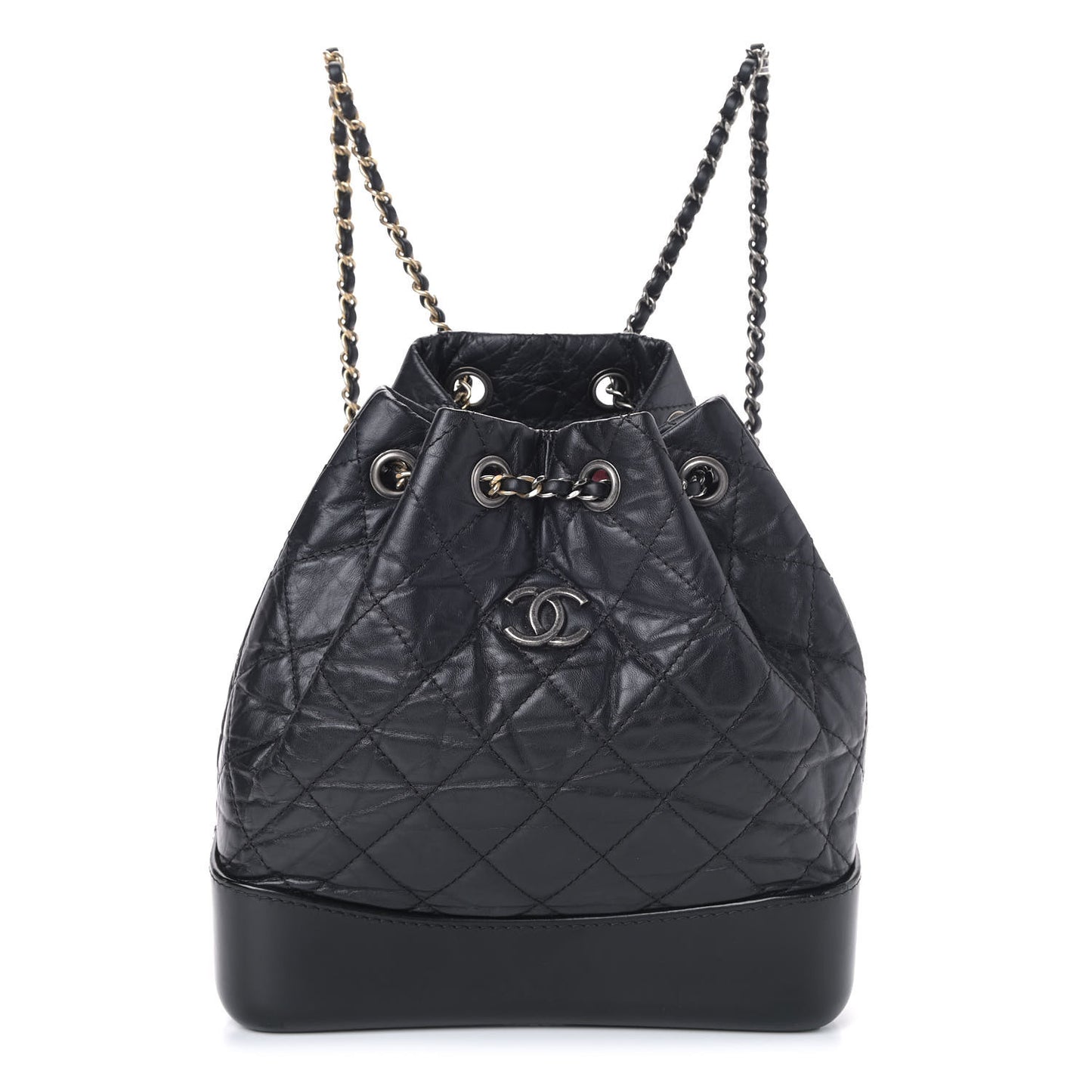 Aged Calfskin Quilted Small Gabrielle Backpack Black