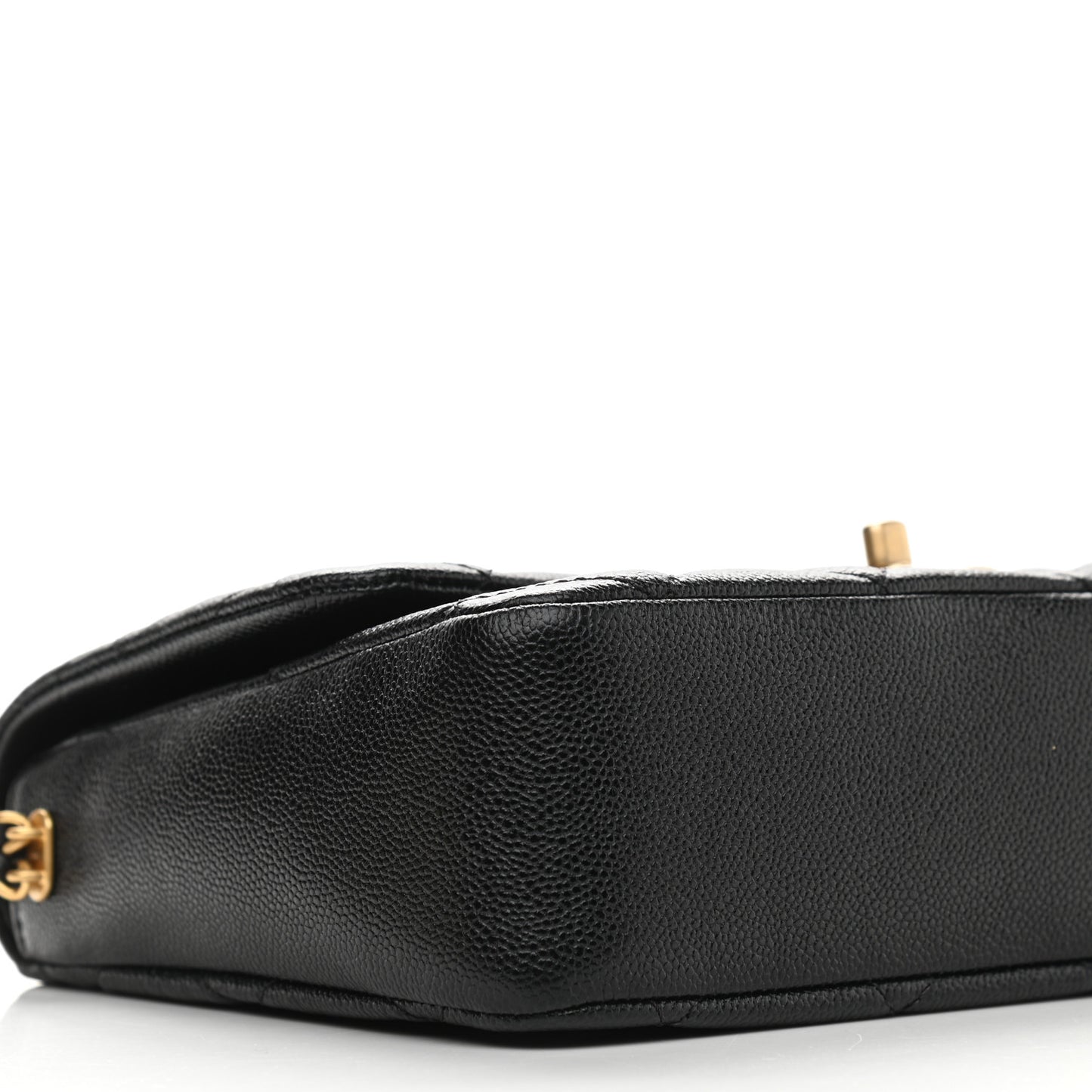 Shiny Caviar Quilted Large Chain Melody Flap Black