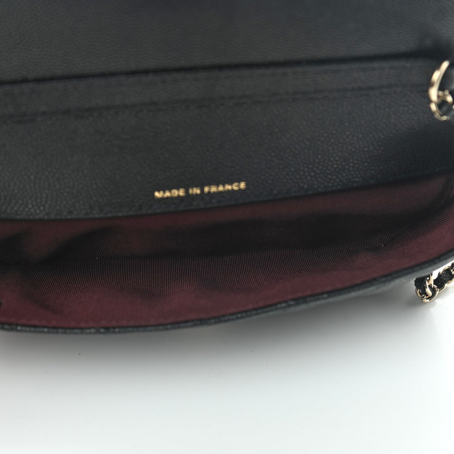 Caviar Quilted Glasses Case With Chain Black