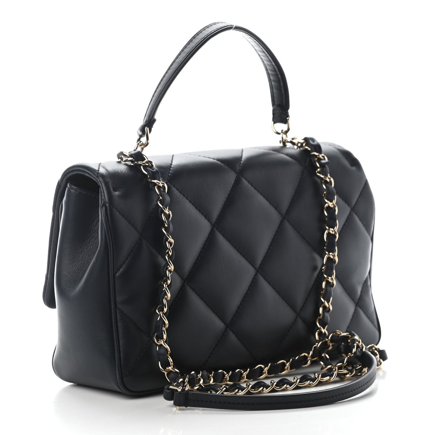 Lambskin Quilted Easy Carry Flap Navy
