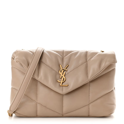 Saint Laurent Lambskin Quilted Toy Loulou Puffer Monogram Chain Satchel Nude Powder 1 of 8