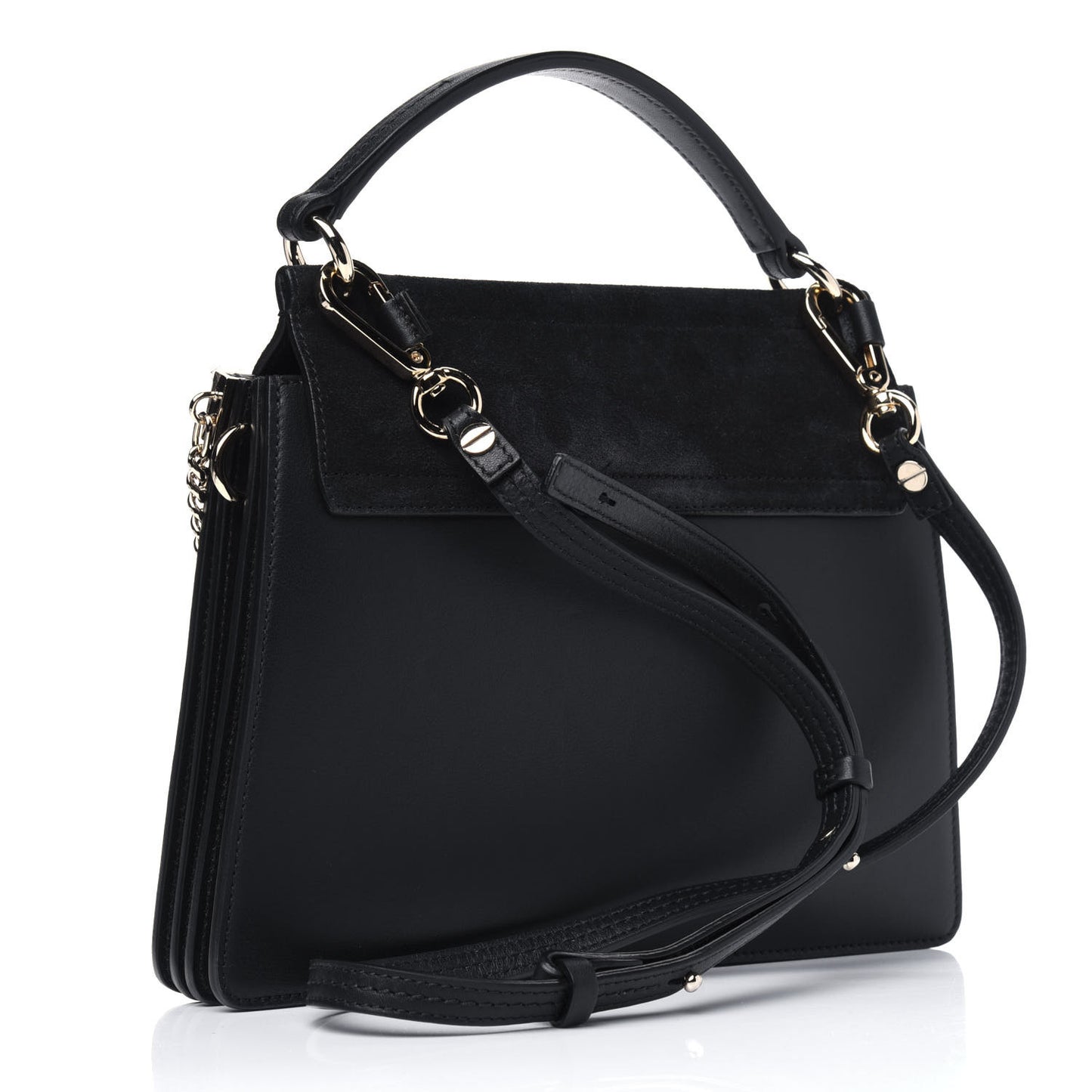Suede Calfskin Medium Faye Shoulder Bag Black