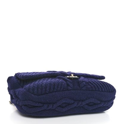 Chanel Cable Knit Calfskin Flap Bag Navy Blue 4 of 10