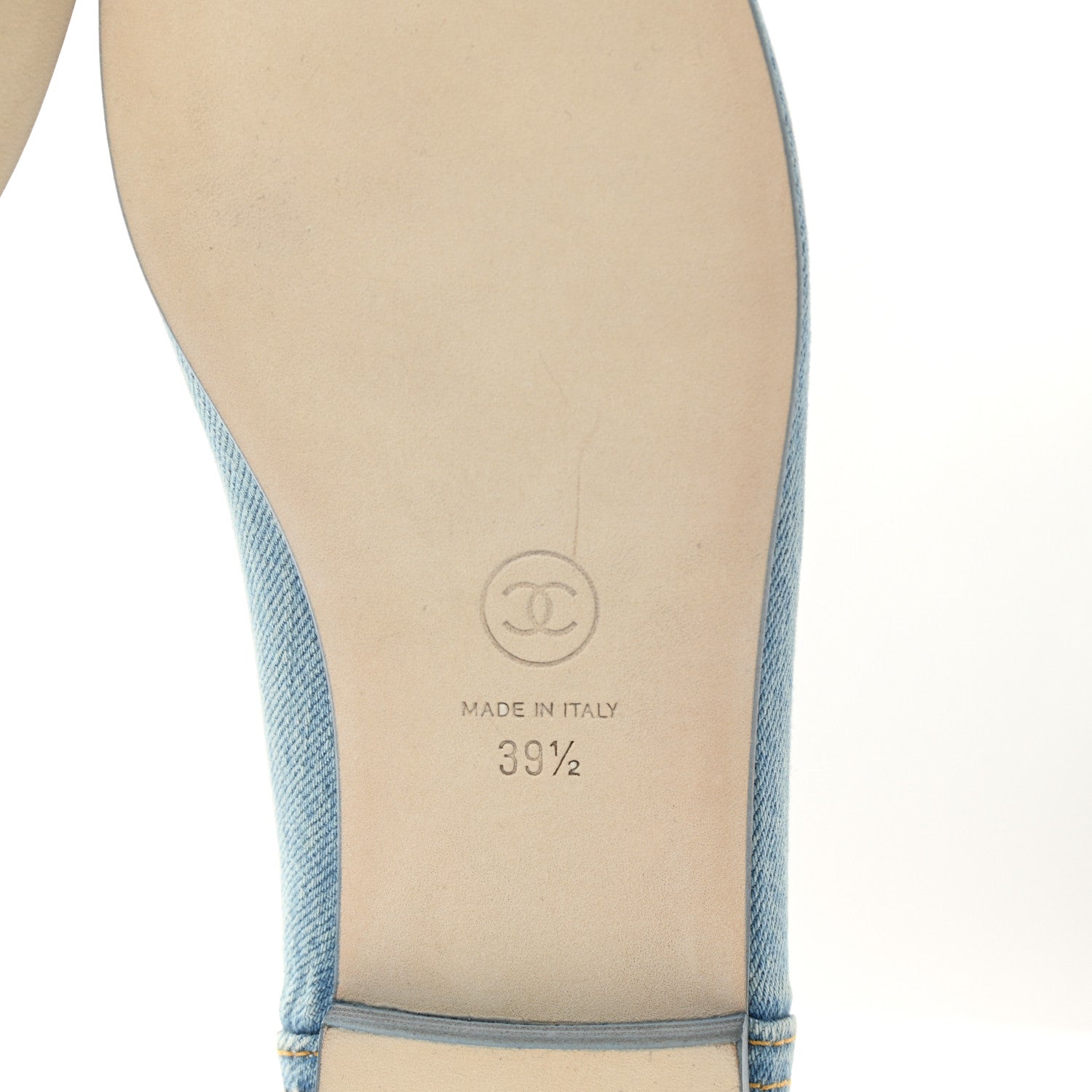 Chanel Denim CC Cap Toe Ballerina Flats 39.5 Light Blue 7 of 8