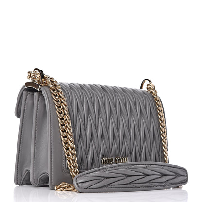 Miu Miu Nappa Matelasse Flap Crossbody Bag Marmo 3 of 9