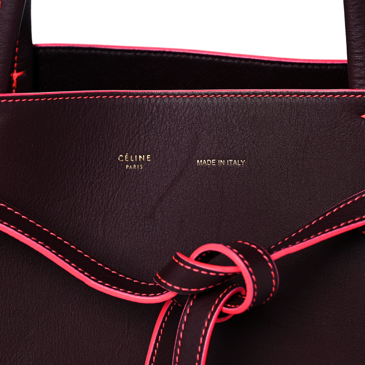 Celine Smooth Calfskin Small Tassel Cabas Phantom Burgundy Pink 13 of 14