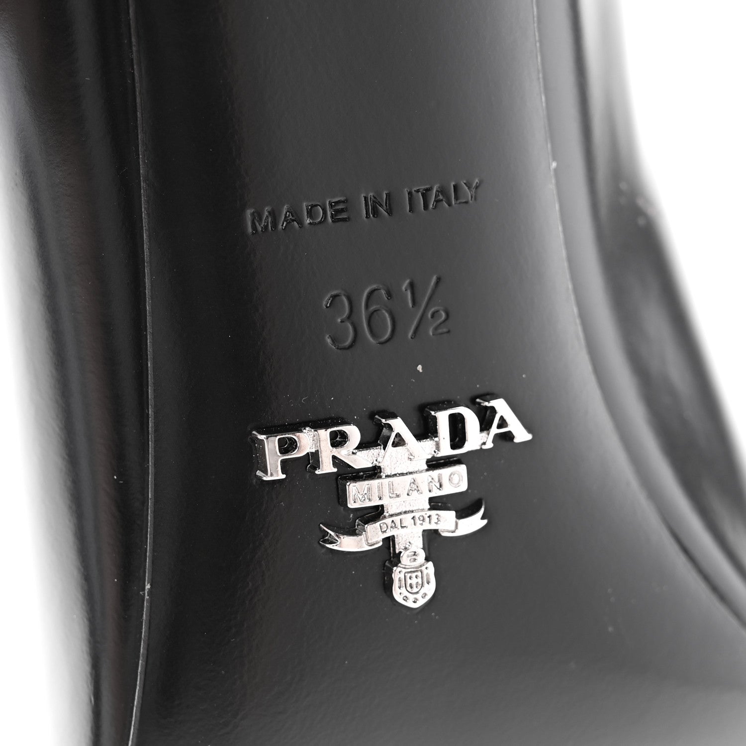 Prada Spazzolato Triangle Logo Pointed Toe 75mm Pumps 36.5 Black 6 of 9