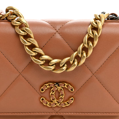 Chanel Lambskin Quilted Chanel 19 Wallet On Chain WOC Brown 9 of 12