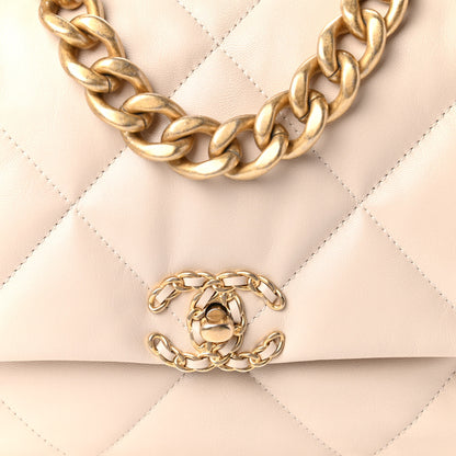 Chanel Goatskin Quilted Large Chanel 19 Flap Beige 10 of 11