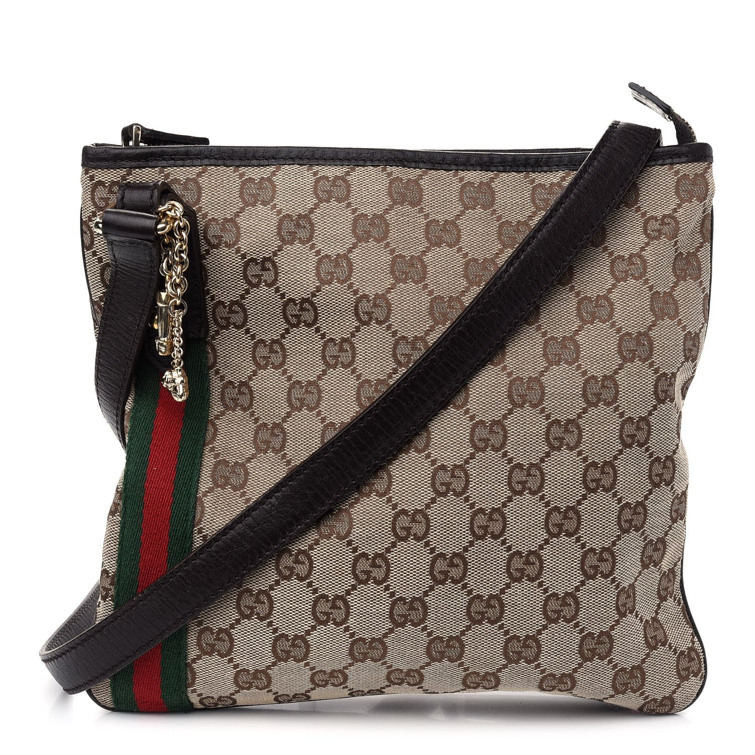 Gucci Monogram Web Jolicoeur Charms Messenger Dark Brown 1 of 10