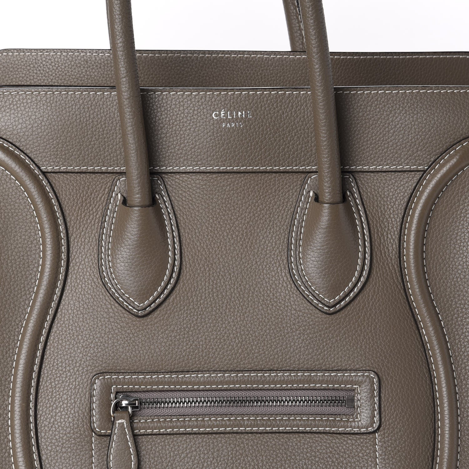 Celine Drummed Calfskin Mini Luggage Bag Souris 10 of 10