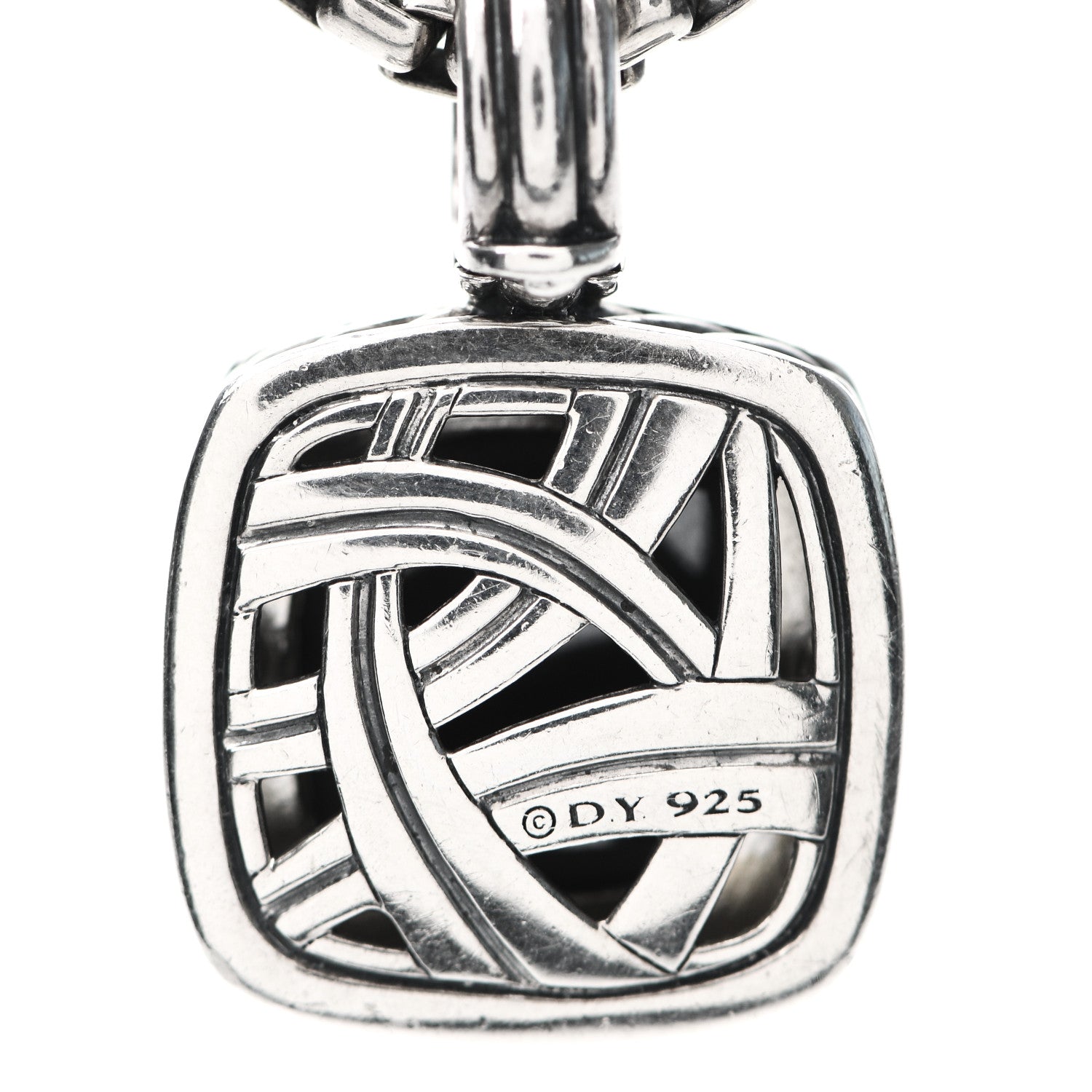 David Yurman Sterling Silver 14K Yellow Gold Diamond Black Orchid 16mm Albion Pendant Necklace 4 of 6