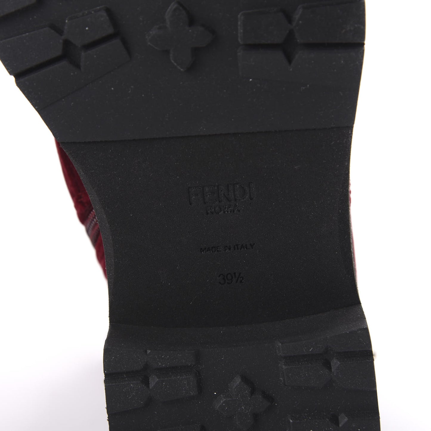 Velvet Studded FF Combat Boots 39.5 Bordeaux