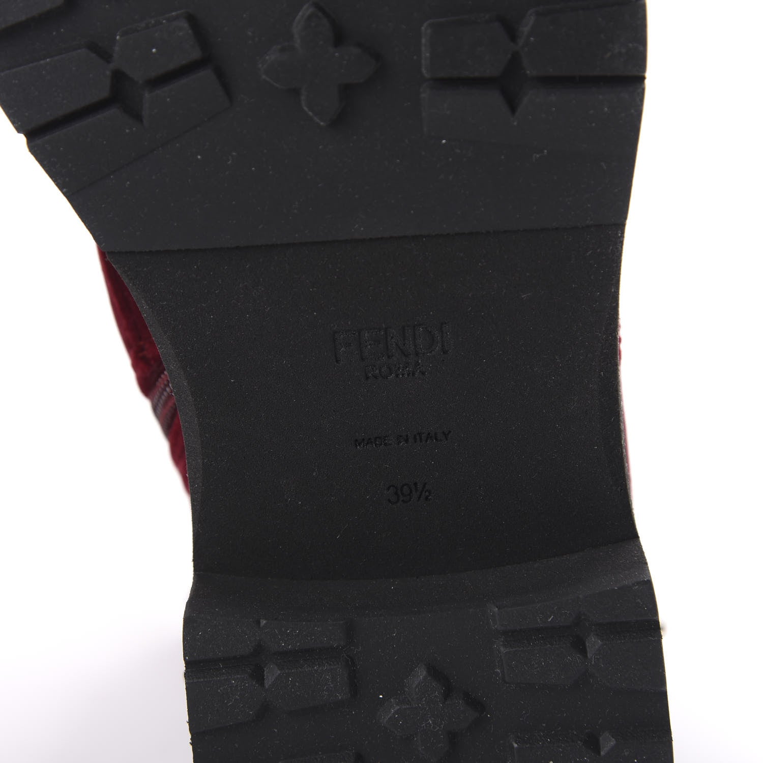 Fendi Velvet Studded FF Combat Boots 39.5 Bordeaux 6 of 8
