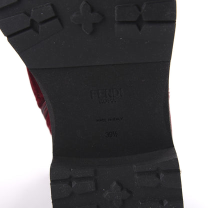 Fendi Velvet Studded FF Combat Boots 39.5 Bordeaux 6 of 8