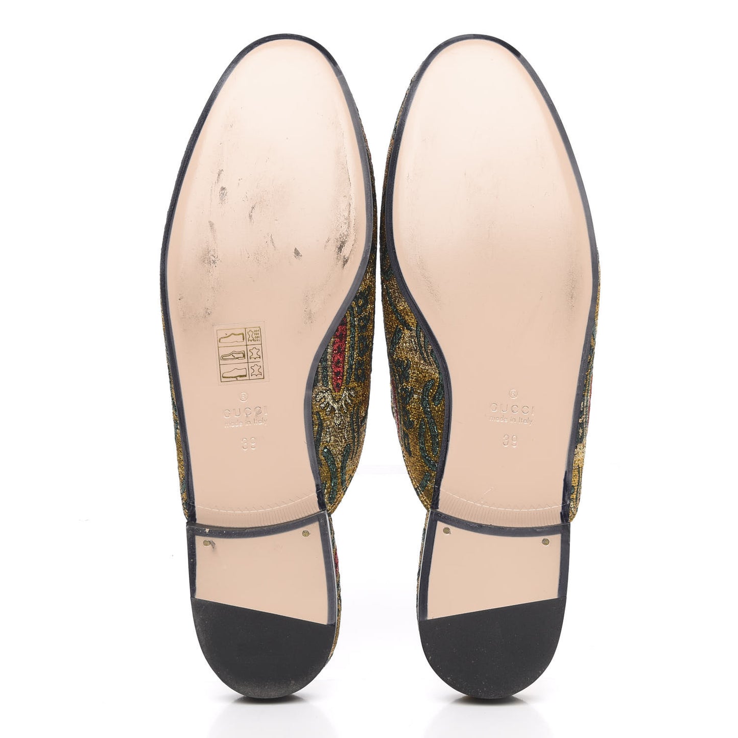 Iridescent Brocade Womens Princetown Slippers 39 Gold Multicolor