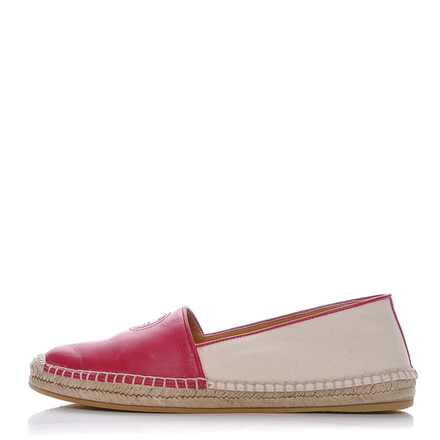Calfskin Canvas Espadrilles 37.5 Greggio Petunia