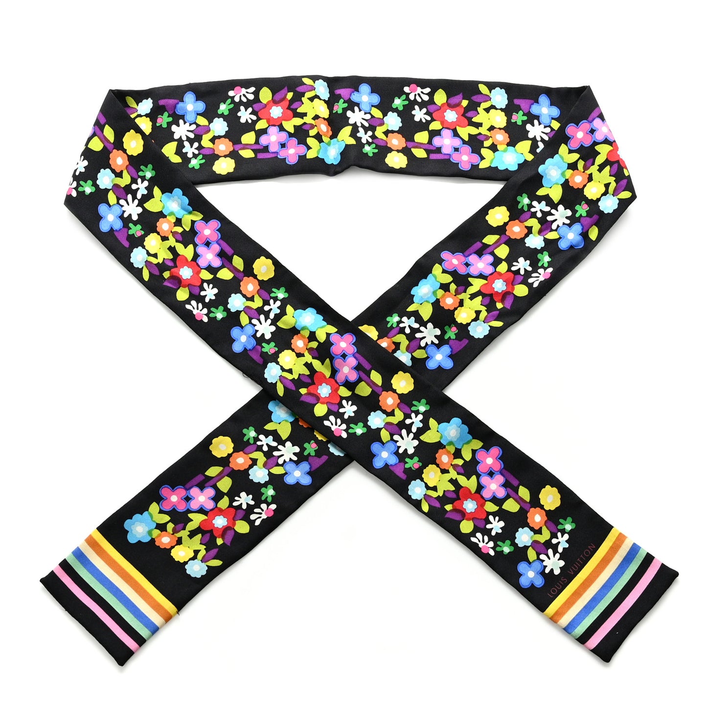 Silk Floral Multicolor Bandeau Black