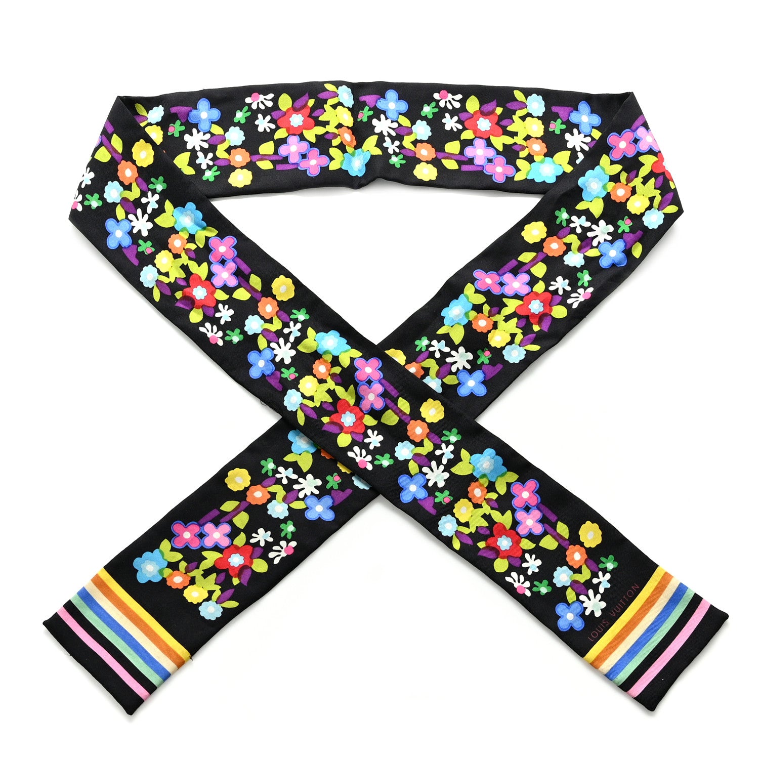 Louis Vuitton Silk Floral Multicolor Bandeau Black 1 of 6
