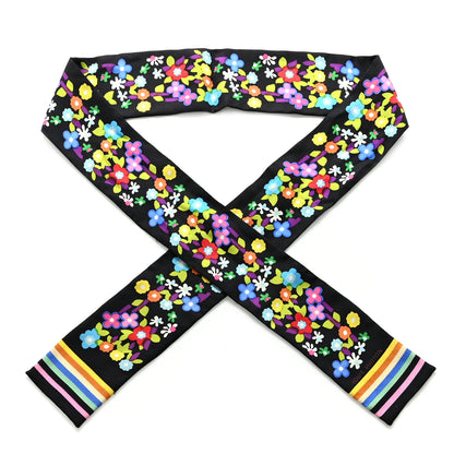 Louis Vuitton Silk Floral Multicolor Bandeau Black 1 of 6