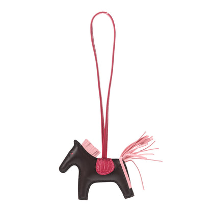 Hermes Milo Lambskin Matte Alligator Touch Grigri Rodeo Horse Bag Charm PM Rouge Sellier Framboise Rose Sakura 1 of 4