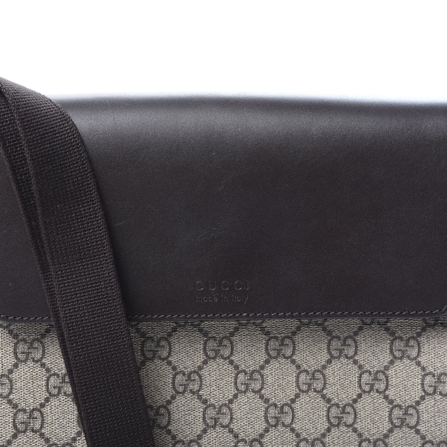 Gucci GG Supreme Monogram Selleria Calfskin Satchel Messenger Bag Beige Ebony Cocoa Marrone Scuro 13 of 13