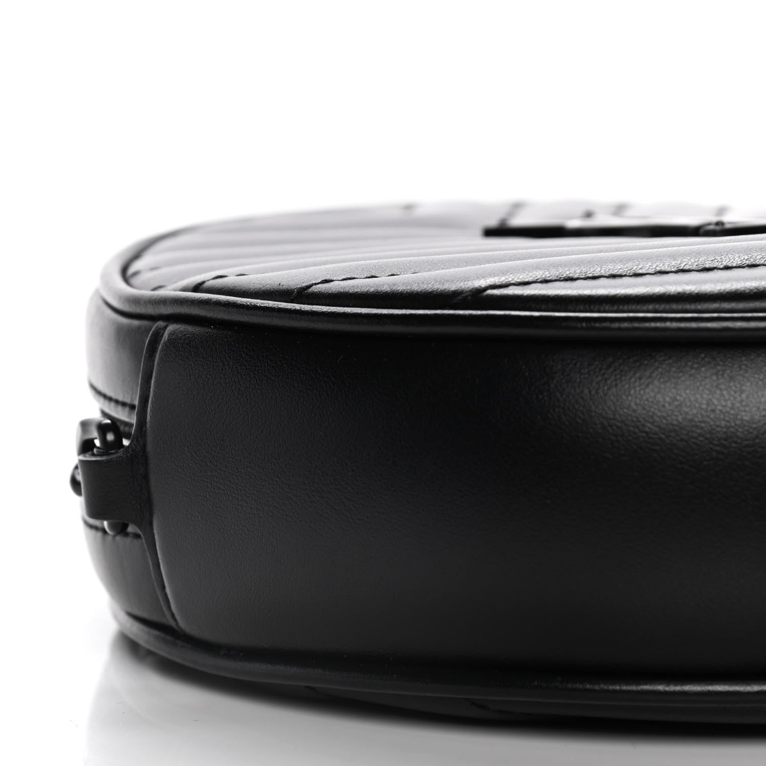 Saint Laurent Calfskin Matelasse Chevron Round Vinyle Camera Bag Black 9 of 10