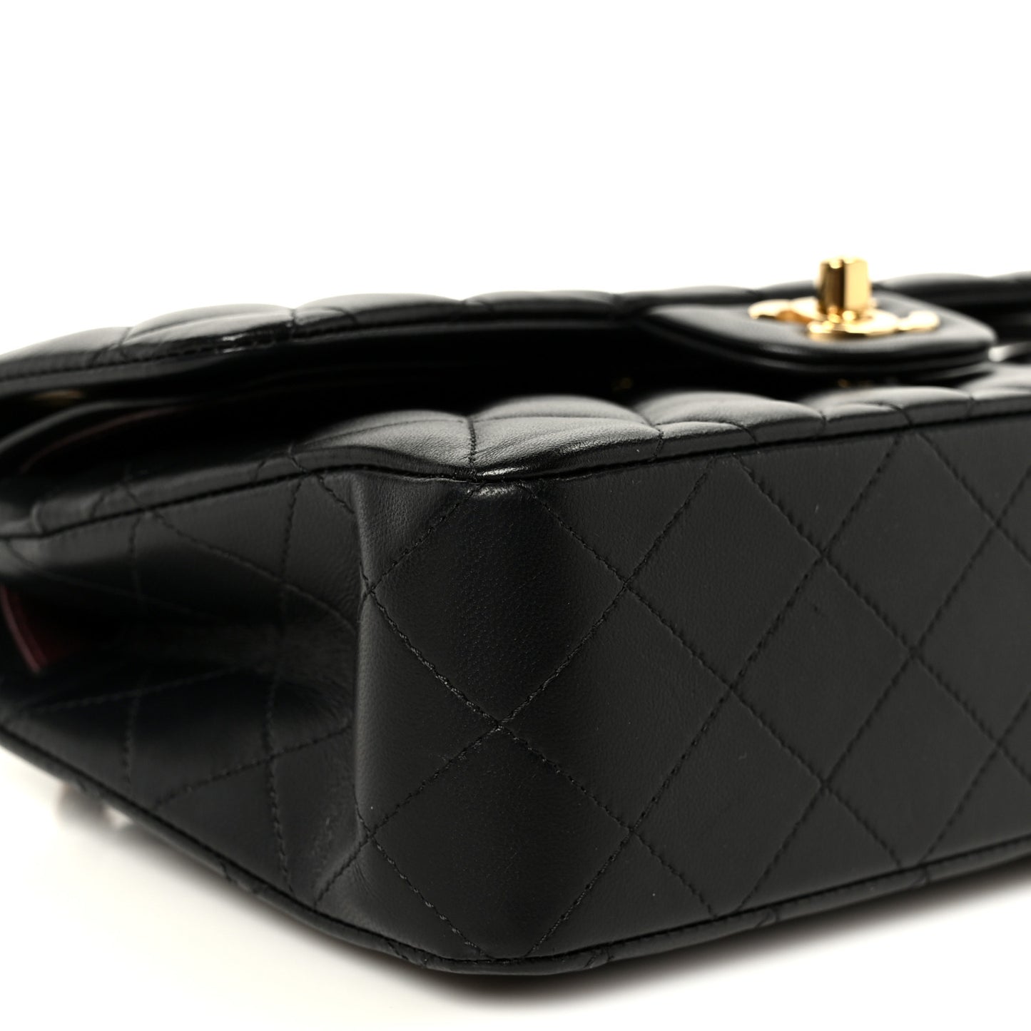 Lambskin Quilted Small Double Flap Black