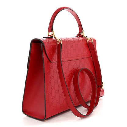 Gucci Guccissima Signature Medium Padlock Top Handle Bag Hibiscus Red 3 of 11