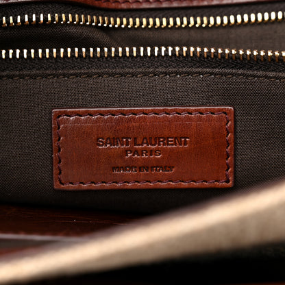 Saint Laurent Cotton Canvas Vintage Calfskin Monogram Medium Niki Chain Satchel Natural Chocolate 7 of 11