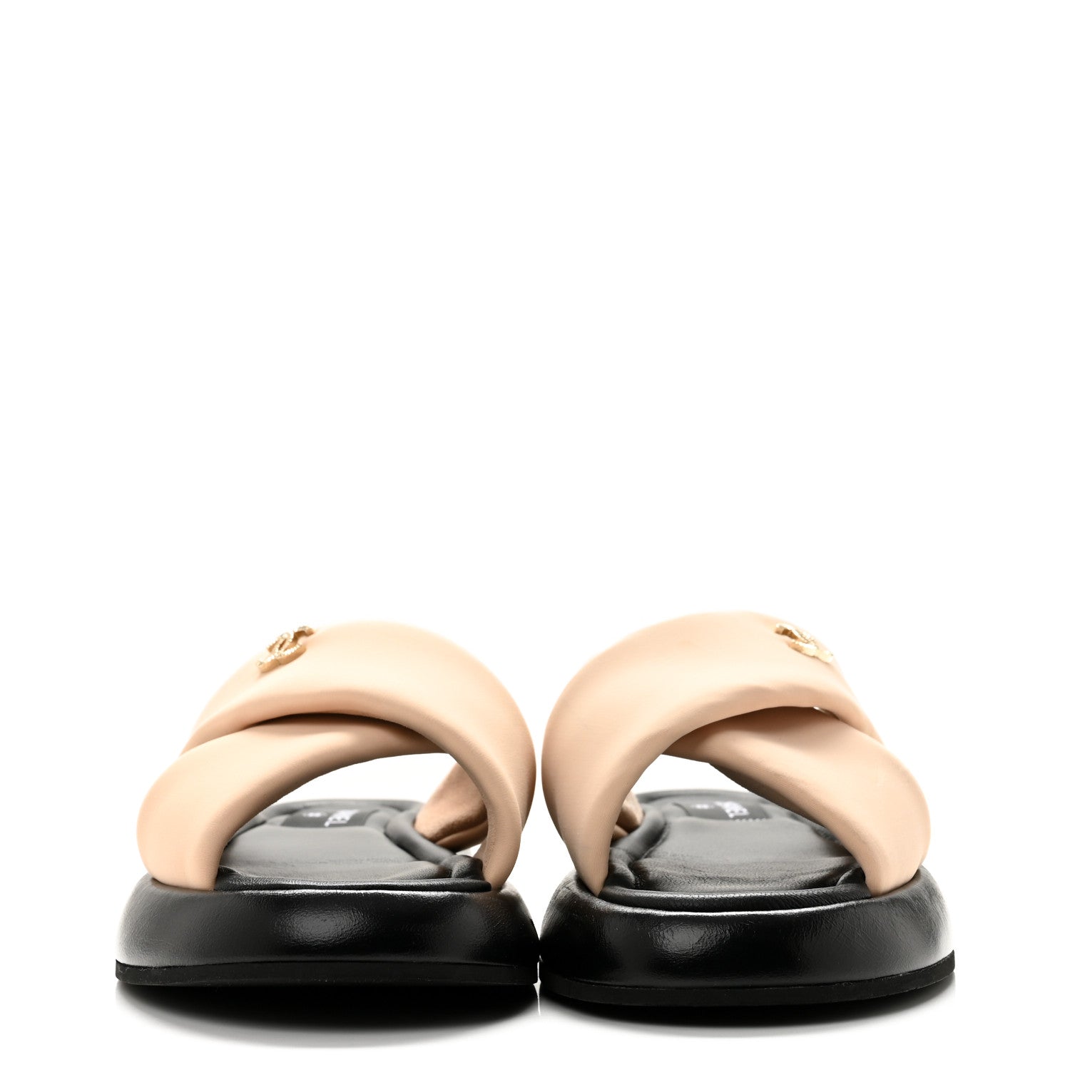 Chanel Fabric CC Mules Sandals 40 Light Beige 1 of 10