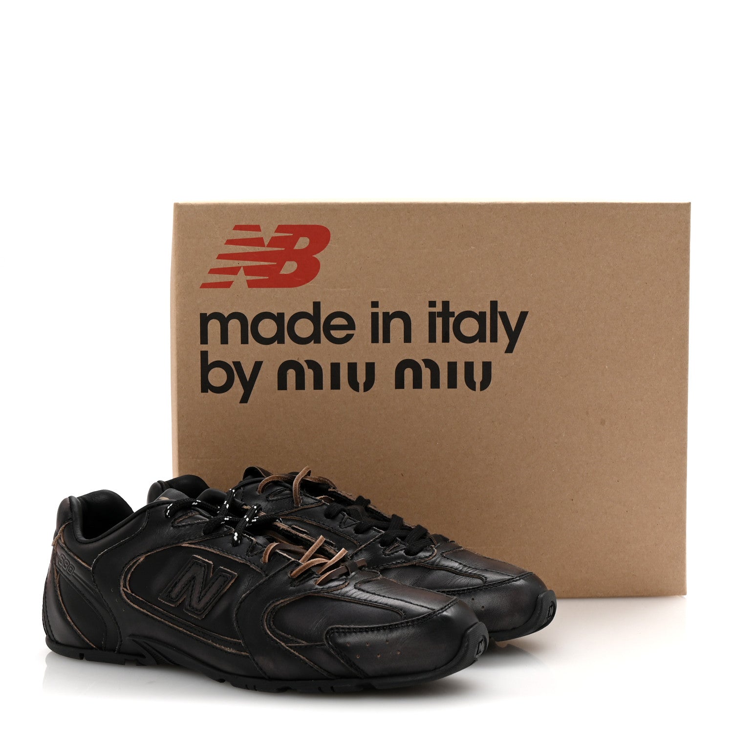 Miu Miu X NEW BALANCE Vitello Deco 530 SL Sneakers 38.5 Black