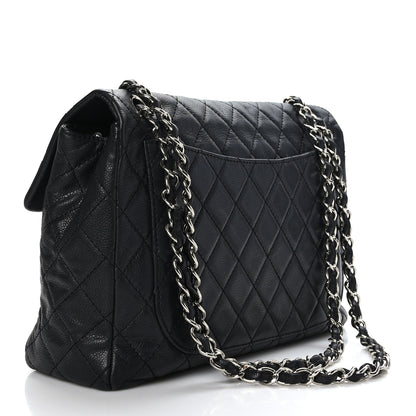 Chanel Washed Caviar Quilted Maxi Single Flap Black 3 of 9