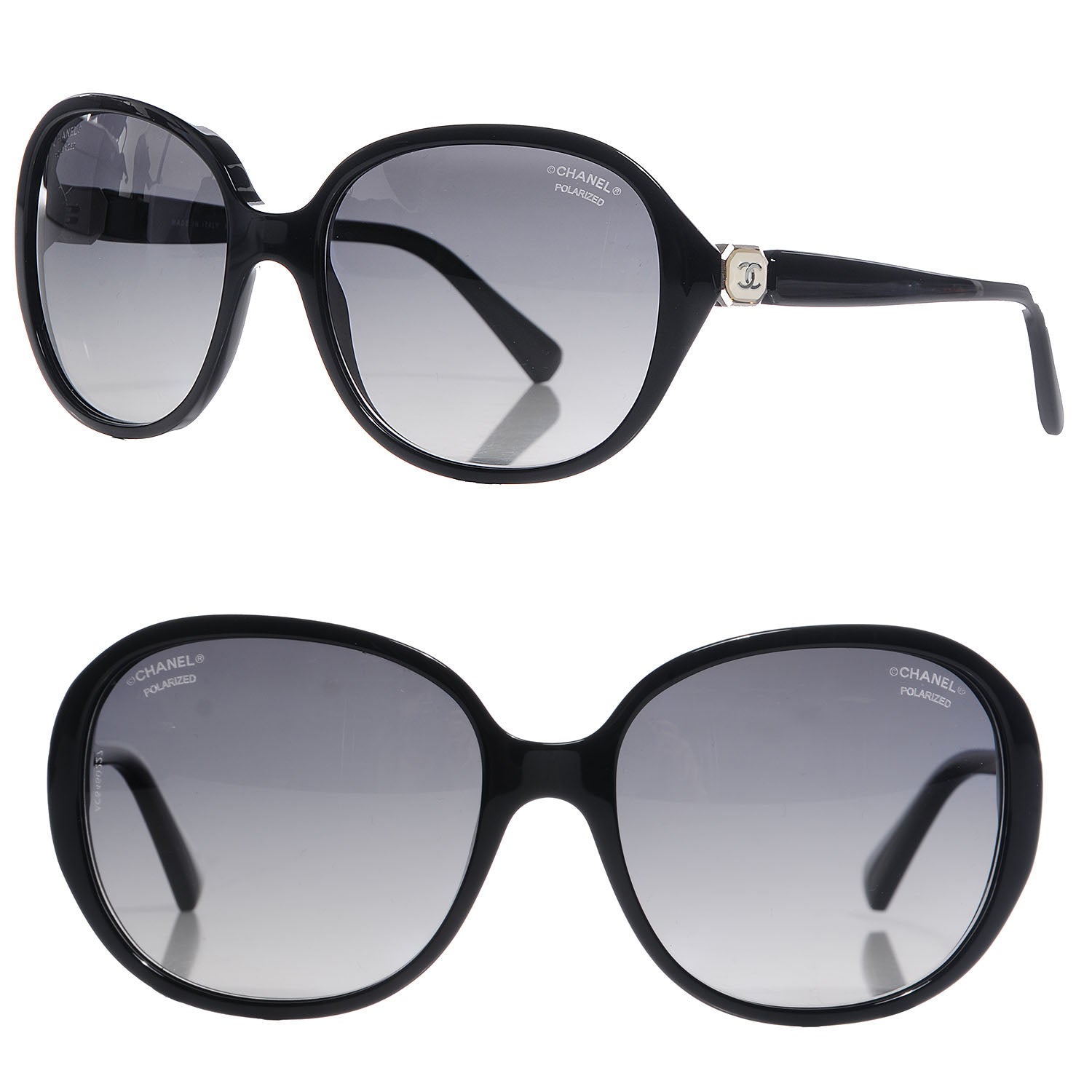 Chanel Acetate Polarized CC Round Sunglasses 5285 Black 1 of 5