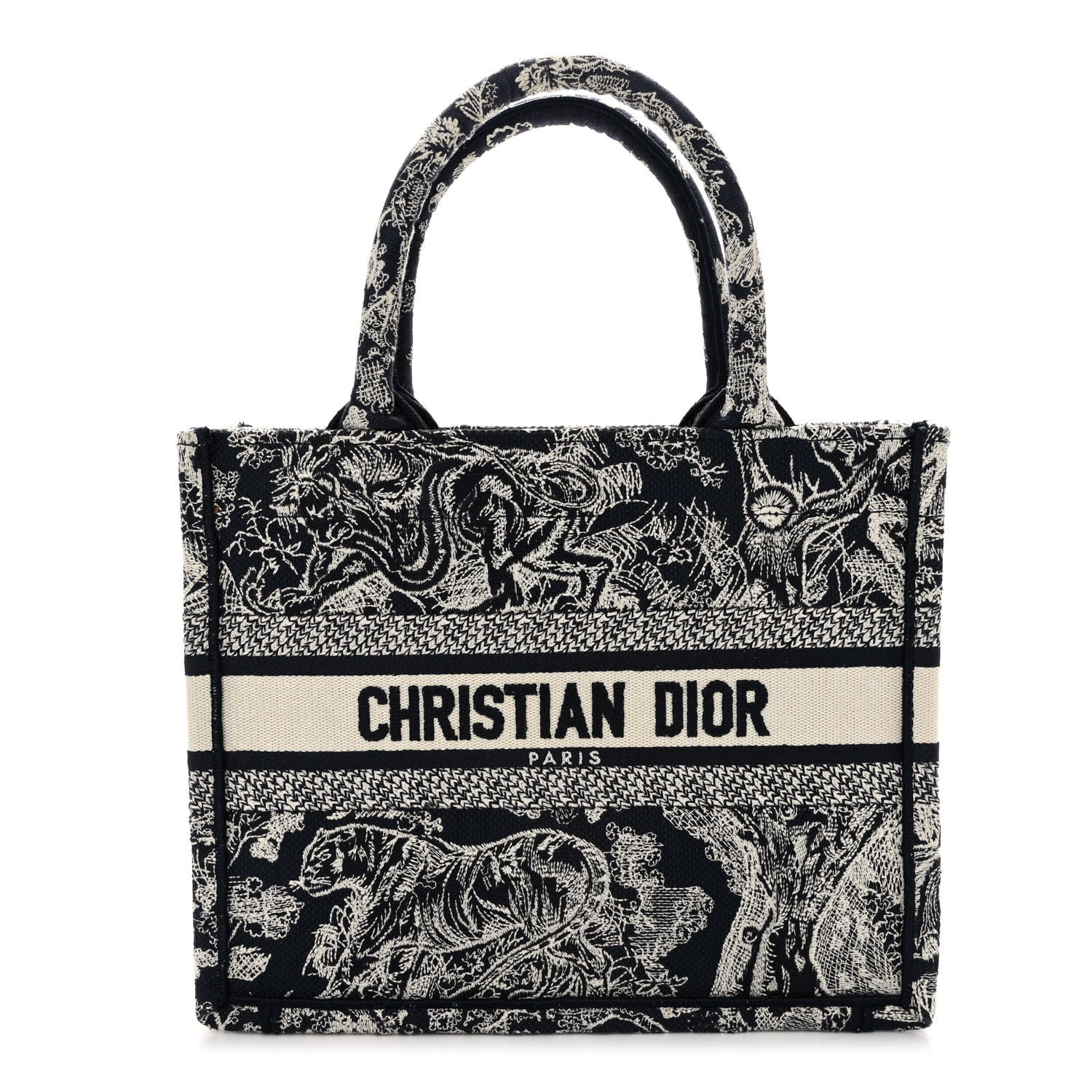 Christian Dior Canvas Embroidered Small Dioriviera Toile De Jouy Book Tote Blue 1 of 12
