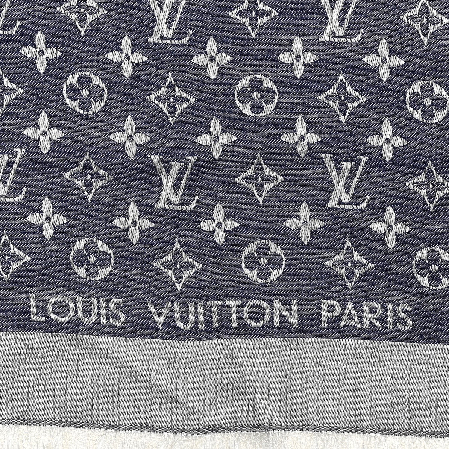 Louis Vuitton Silk Wool Monogram Denim Shawl Blue 2 of 5