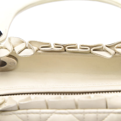 Christian Dior Lambskin Cannage Ruffle Trim Medium Lady Dior Off White 14 of 15
