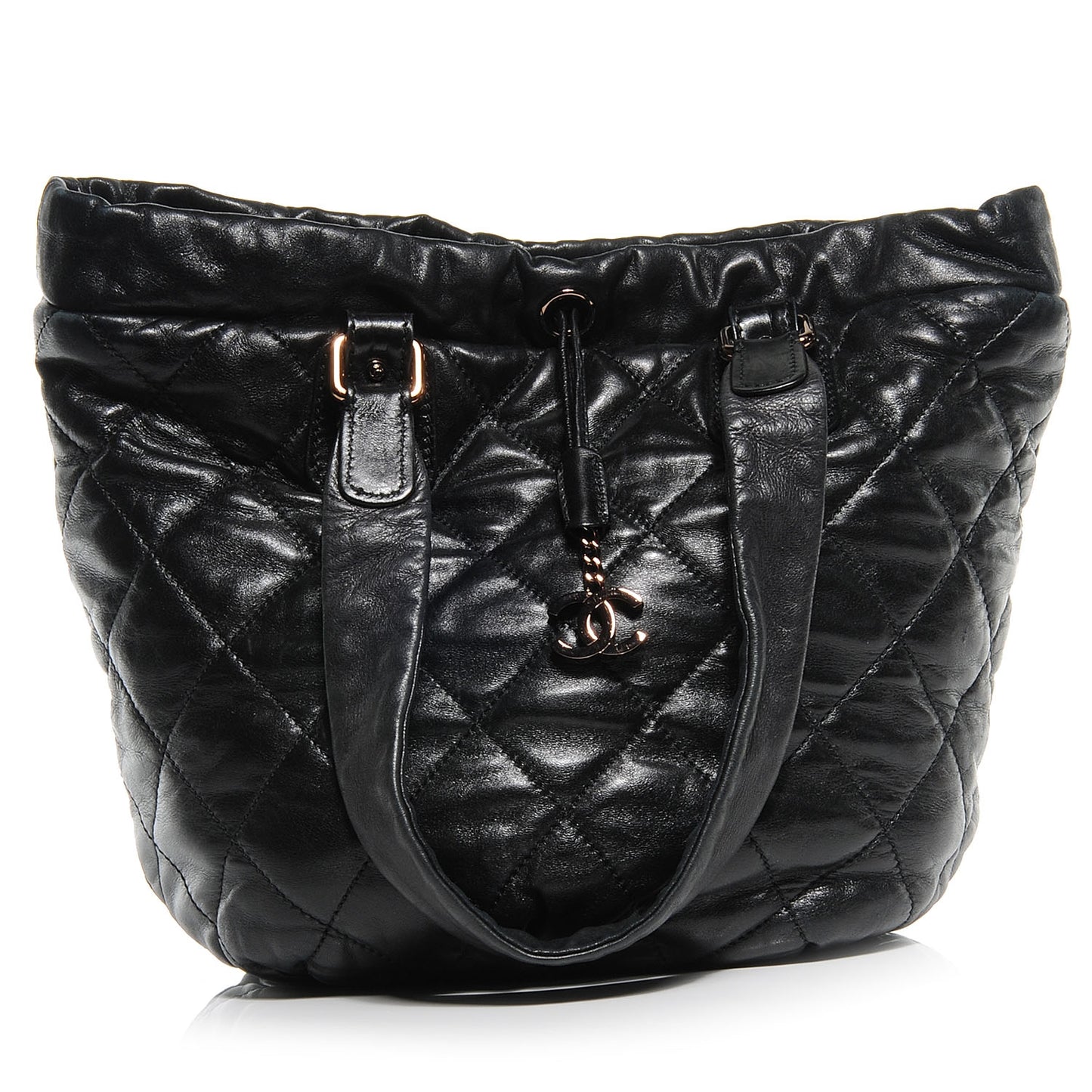 Lambskin Cloudy Bundle North South Tote Black