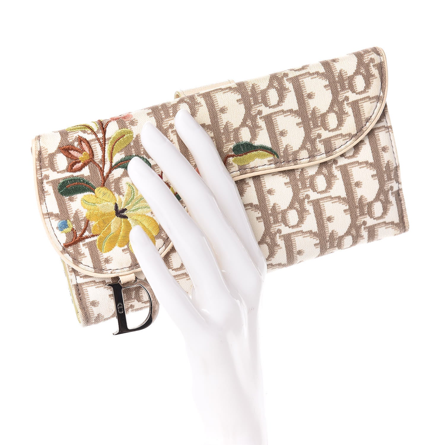 Christian Dior Monogram Vintage Flowers Saddle Wallet Beige 2 of 21