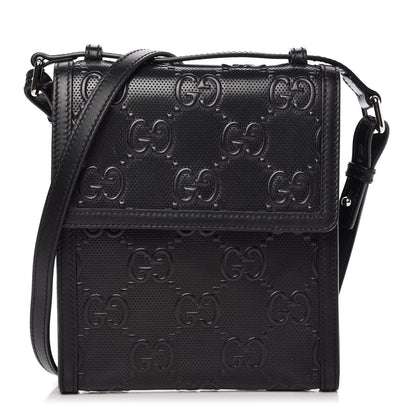 Gucci Calfskin GG Tennis Embossed Messenger Bag Black 1 of 10