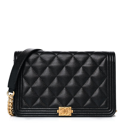Chanel Caviar Quilted Boy Wallet On Chain WOC Black 1 of 11
