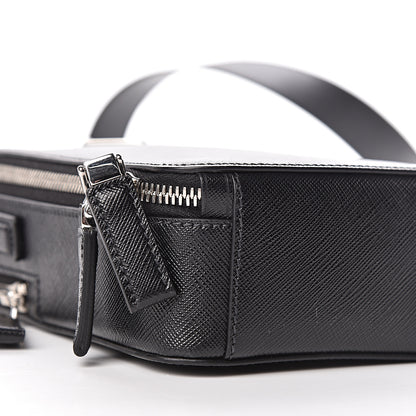 Prada Saffiano Travel Brique Crossbody Messenger Bag Black 10 of 11
