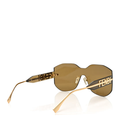 Fendi Acetate Metal Fendigraphy Shield Sunglasses FE 40067U Brown Gold 4 of 7