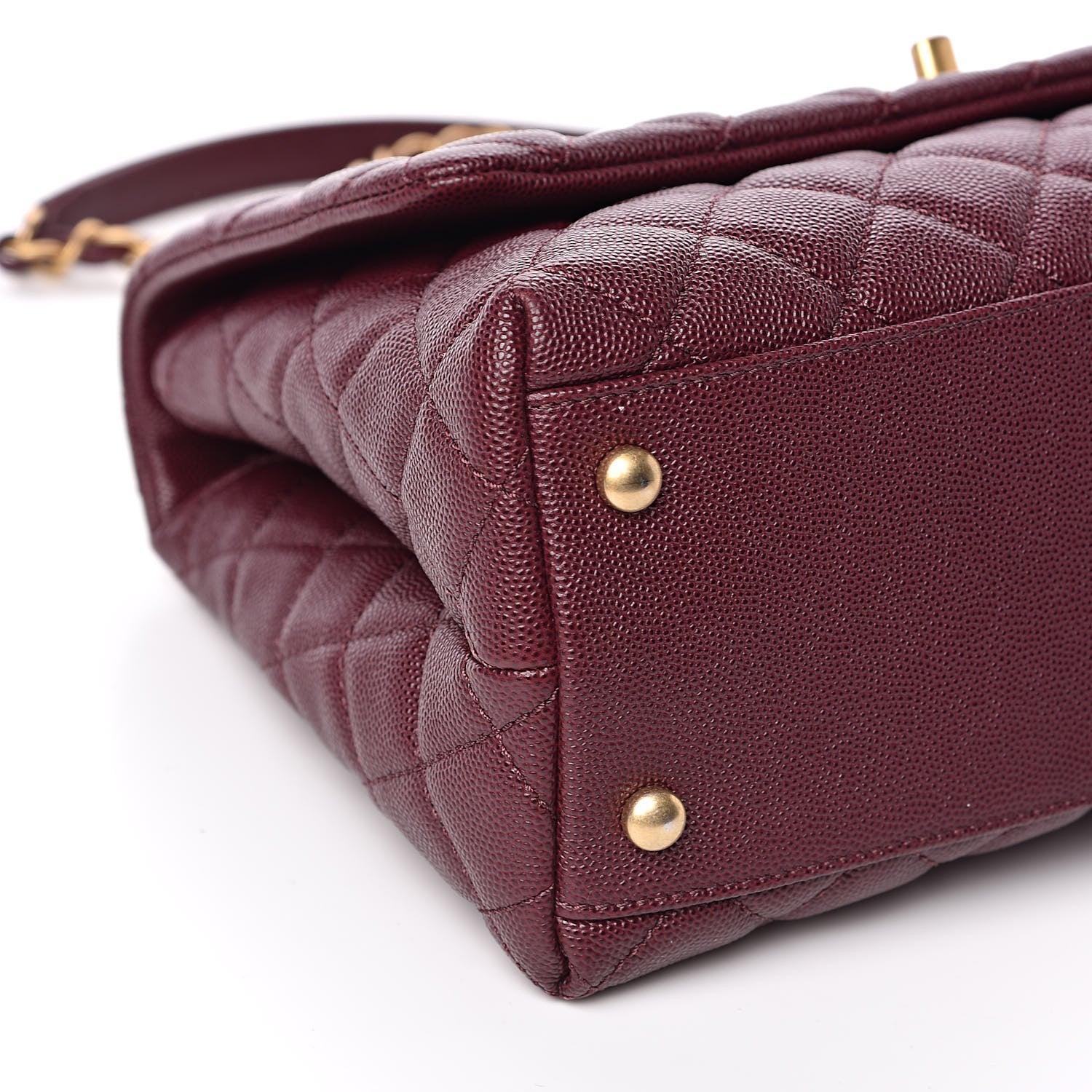 Chanel Caviar Elaphe Quilted Small Coco Handle Flap Burgundy 8 of 10
